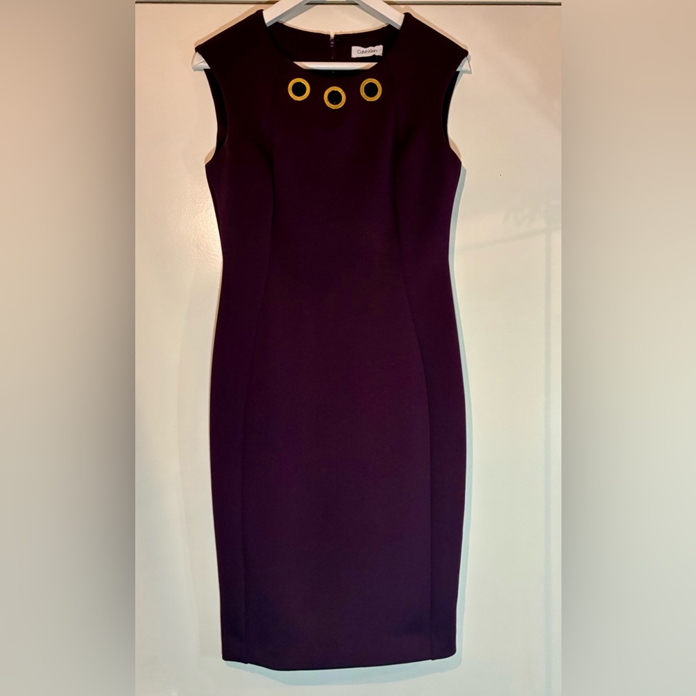 Calvin Klein Deep Purple sleeveless sheath dress.